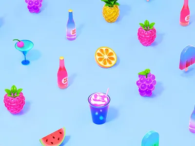 Summer Vibes 3d cg cinema4d cute fruits icecream octane summer