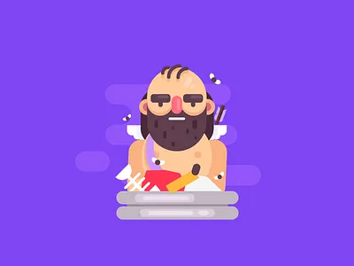 Throw cupid in the trash cupid design flat design garbage illustration purple trash ugly valentinesday vector