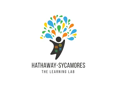 Hathaway-Sycamores Rebrand education educational hathaway highschool jumping kids lab learn learner learning logo organization school silhoutte tech logo tree