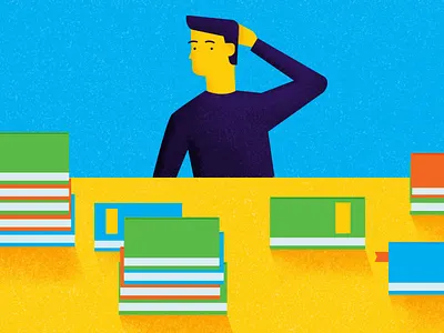 Booklist Illustration adobe book booklist character flat flat illustration illustration illustrator man minimal portrait texture