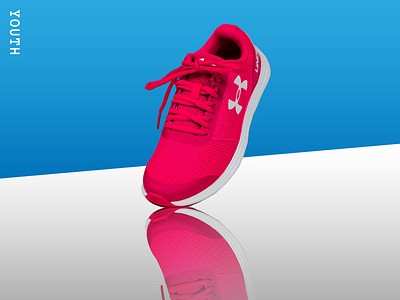 Youth Shoe of the Month blue gradient graphic design mirror pink reflection shoe