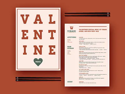 Vibami Valentine Menu branding cuisine editorial layout finland graphic kitchen menu restaurant stationery valentine vietnam vietnamese