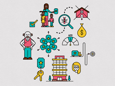 Chicago Reader icons illustration infographic vector
