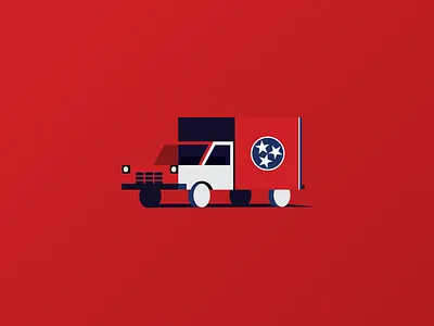 Nashville blue design flag geometric home icon illustration minimal moving nashville red red and blue shadows skewed star stars tiny truck vector