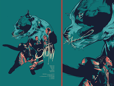 Snatch cinema design dog face film green illustration movie people poster snatch typography