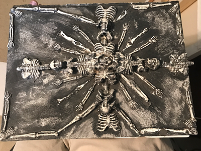 Sketchbook Cover in 3D skeleton sculpture sketch weird