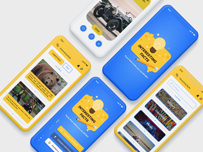 Interesting Facts App UI design app art blue brand branding character clean design flat illustration ios logo minimal mobile type typography ui ux vector web