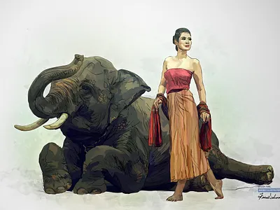 Girl Elephant vector image brush tool design elephant illustration illustrator vector wild animal