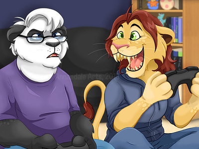 Furry Video Games cute furry furry anthro fursona illustration lion lioness panda photoshop