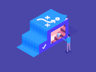 Strategy isometric illustration blueprint icon illustration isometric isometric icons isometric illustration plan quiz steps strategy video video app