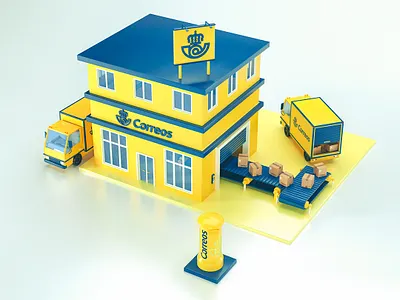 Package Delivery Central 3d building car cinema 4d design factory illustration motion graphics octane render package transport truck