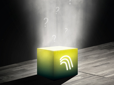 "Mystery Box" graphic for Waterfall app's bonus tracks app box branding design glowing icon logo music music app mystery prog progressive rock rock rock band vector