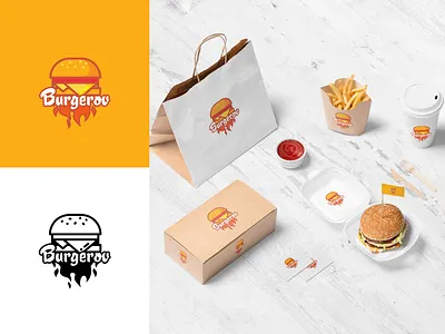 Burgerov logo burger burgerhouse burgerov foodlogo icon logo logotype orange
