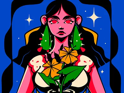 Mexican Girl character design drawing flowers girl illustration mexican woman