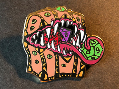 Mimic Enamel Pin d20 dice dnd5e dragon dungeons dungeons and dragons enamelpin enamelpins game art gameart lapelpin lapelpins mimic monster pin pin badge rpg treasure chest