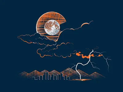 Front Range Thunder (2 / 2) broncos clothing design colorado flag denver football illustration lightning moon skyline thunderstorm twilight