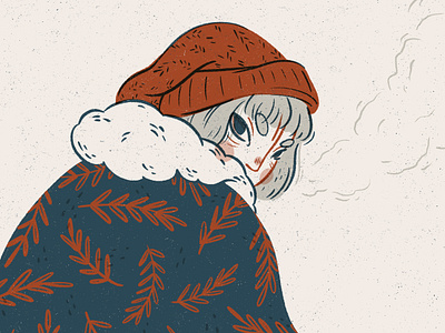 Chilly Breath Digital Illustration character illustration digital art digital illustrations illustration linocut style minimalism portrait art procreate procreate app procreate art