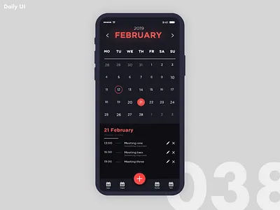 Daily UI Challenge #038 | Calendar App adobexd branding color creative dailyui design flat graphics illustration minimal namename ui ux web webdesign website
