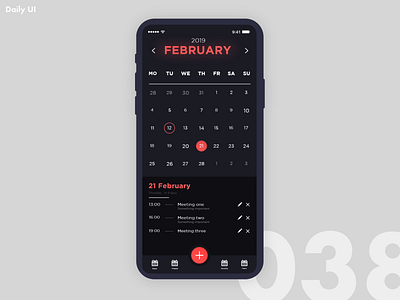 Daily UI Challenge #038 | Calendar App adobexd branding color creative dailyui design flat graphics illustration minimal namename ui ux web webdesign website