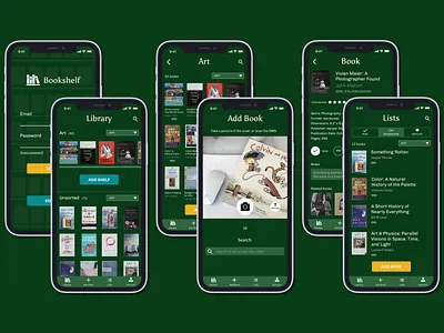Bookshelf iOS Overview app branding color icon photography ui ux