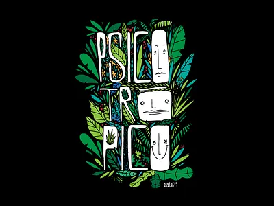 Psicotrópico africa art black branding character design colors design green illustration jungle mask nahuatl native nicaragua plant psycho tropical typography vector vegetal