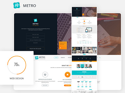 Metro Onepage landing design landingpage marketingpage metro metro design metro style one page design one page site one page template onepage photoshop psd psd design