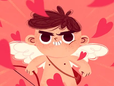 Happy Valentine's Day! character design cupid digital art heart illustration love photoshop smile valentines day valentines day card