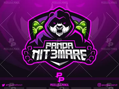 Pandanit3mare cartoon clan esport esports fortnite gamer gaming illustration logo mascot panda pubg rage sport squad streamer team twitch vector youtuber