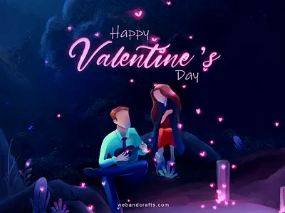 Happy valentines day 2d craft design gif illustration vector