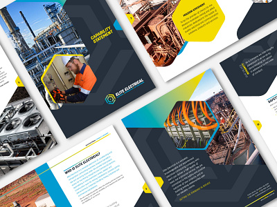 Elite Electrical – brochure design brand identity design brochure design electrical engineering gradient hexagon