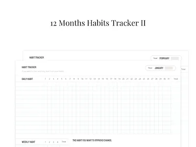 12 Months Habit Tracker + Weekly Habit 12 month habit tracker habit tracker journal layout tracker