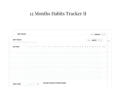12 Months Habit Tracker + Weekly Habit 12 month habit tracker habit tracker journal layout tracker