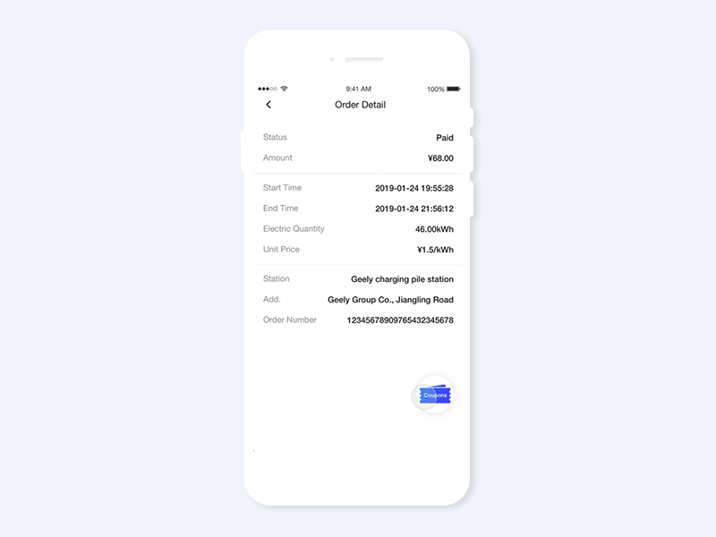 Coupons charge design ui