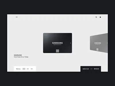 SSD Shop Concept 2 adobe xd clean computer design ecommerce giveaway hardware madewithadobexd minimal shop ssd ui ux xd