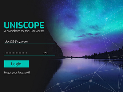 UNISCOPE Concept Design astronomy colors creative creativity design frontend login login design login form login page loginui stargazing start starts uiux uiuxdesign universe webdeisgn webpage webpage design