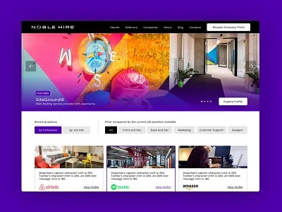 NobleHire Discover page design graphic design ui uiux user interface ux webdesign website