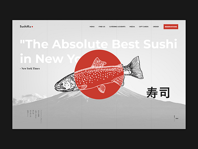 SushiKu black black white black and white design fish grey inspiration japan japanese food landing page red sushi ui ux web web application web desgin webpage design website