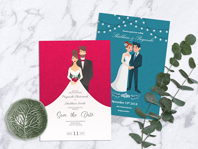 Wedding Cards bride and groom caricatures