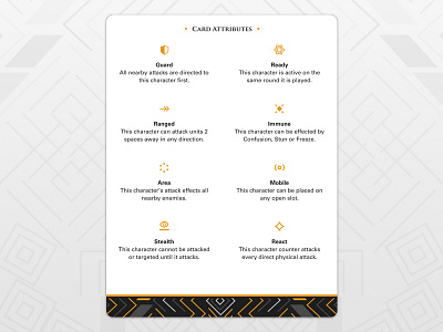 Player Aid Card art deco artdeco boardgame card card game icon orange pattern symbology univers
