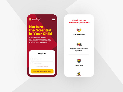 Learn Next Mobile landing page login mobile mobile website register form visual design