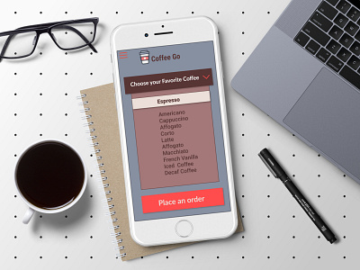 #027 Dropdown app app concept coffee coffee go app daily 100 challenge dailyui design dropdown dropdown menu flat mockup ui ui ux ui ux design ui 100 ui 100day ux ux ui ux design
