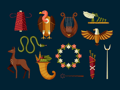 Mythology icons II design icon illustration mythology