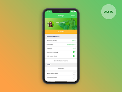 Settings Screen daily ui 007 dailyui design mobile app ui user inteface