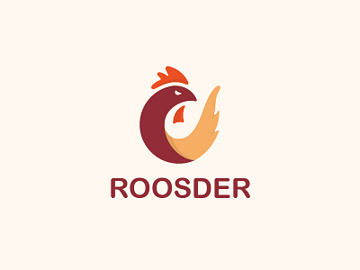 Roosder abstract animal art animal logo brand business character chicken chicken wings creative design flat logo icon identity illustration logo restaurant rooster symbol template vector