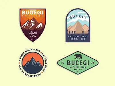 Bucegi - Mountain badges adventure badge badges bear bucegi concept design elegant forest graphic illustration logo logo concept minimalist mountain national park romania sunset vector vintage