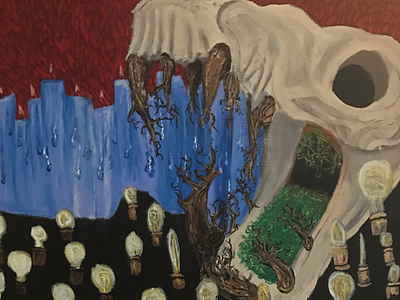 Cave of sorts acrylic skull surreal strange