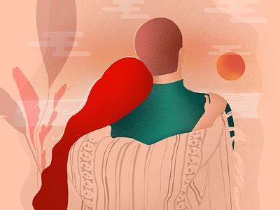 Happy Valentine's Day '19 charachter drawing hug illustration illustrator love love is love loveday lovehug procreate procreate app sunset valentines valentines day valentines day card