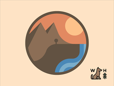 Spot the Dog? branding design dog flat geometric hike hiking hill icon illustration landscape logo monogram mountain park sun tree typography vector water