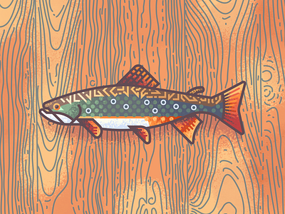 Brook Trout Revisit: Texture brook brook trout fish illustration retro supply texture trout wood