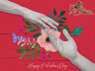 Valentine's day collage couple cupid day design hands happy valentine